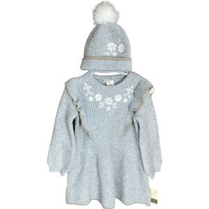Cynthia Rowley Sweater Dress with Beanie Hat Set Gray